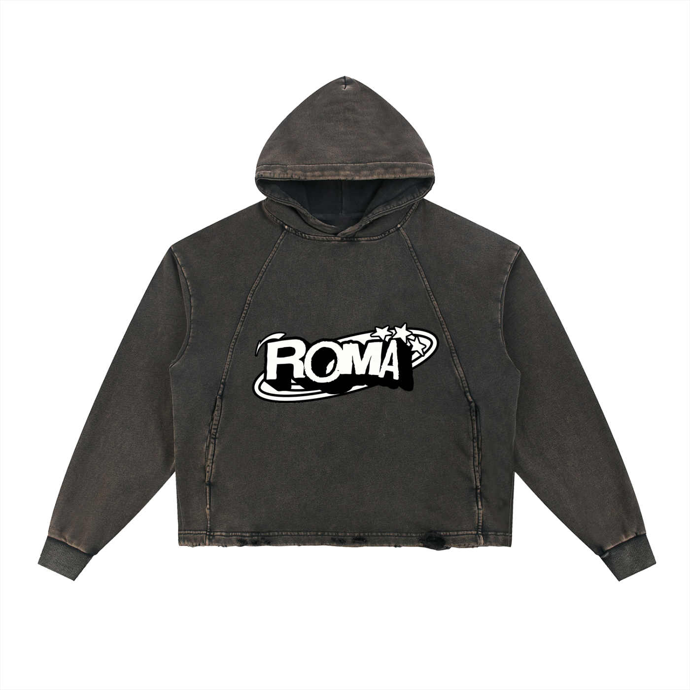 Vintage Washed Frayed-Hem Hoodie